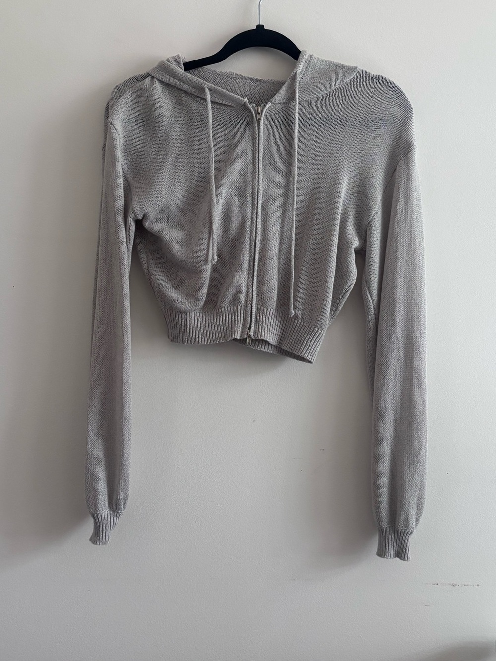 Lightweight Knit Cropped Double Zip Hoodie